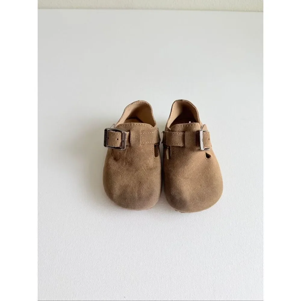Kids Round Toe Non-Slip Soft Bottom Hook And Loop Casual Flat Shoes size 5.5